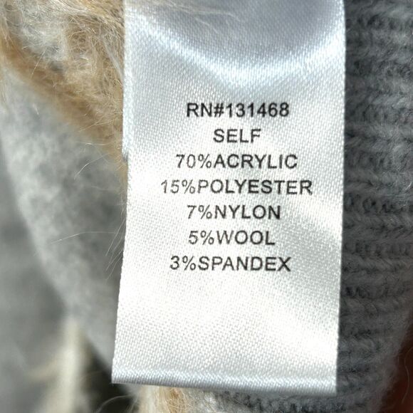 FATE Stitch Fix Wool Blend Sweater Womens S Fuzzy Knit Grey Fair Isle - Picture 5 of 9